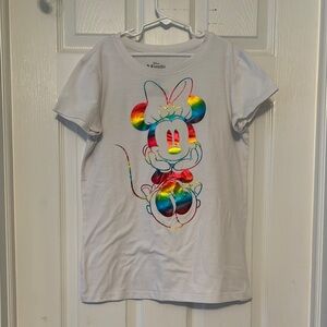 Disney Red and White Short Sleeve Tee with Colorful Cartoon Design